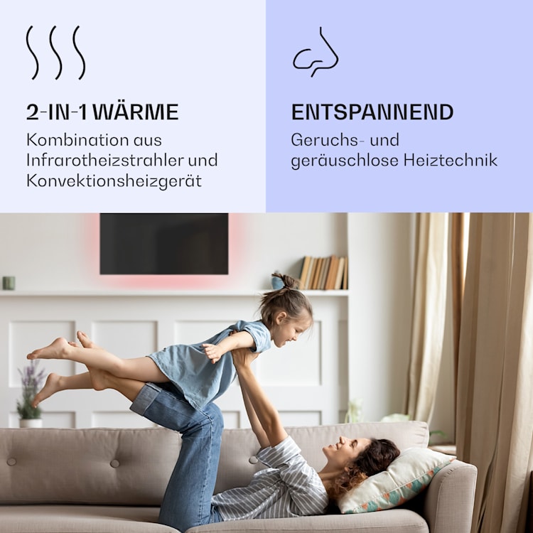 Mojave 750 smart 2-in-1 Heizgerät Infrarot Konvektor 85x60cm 750W RGB-Licht 750 W (60 x 85 cm) | Schwarz