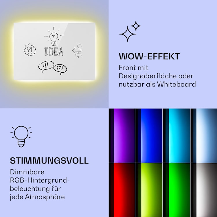 Mojave 750 smart 2-in-1 Heizgerät Infrarot Konvektor 85x60cm 750W RGB-Licht 750 W (60 x 85 cm) | Weiß