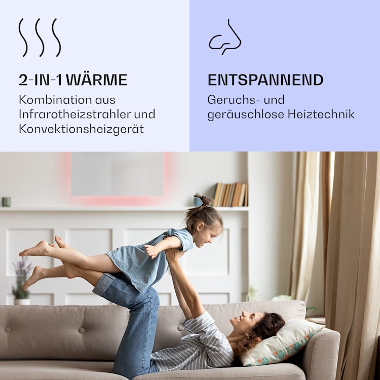 Mojave 750 smart 2-in-1 Heizgerät Infrarot Konvektor 85x60cm 750W RGB-Licht 750 W (60 x 85 cm) | Weiß