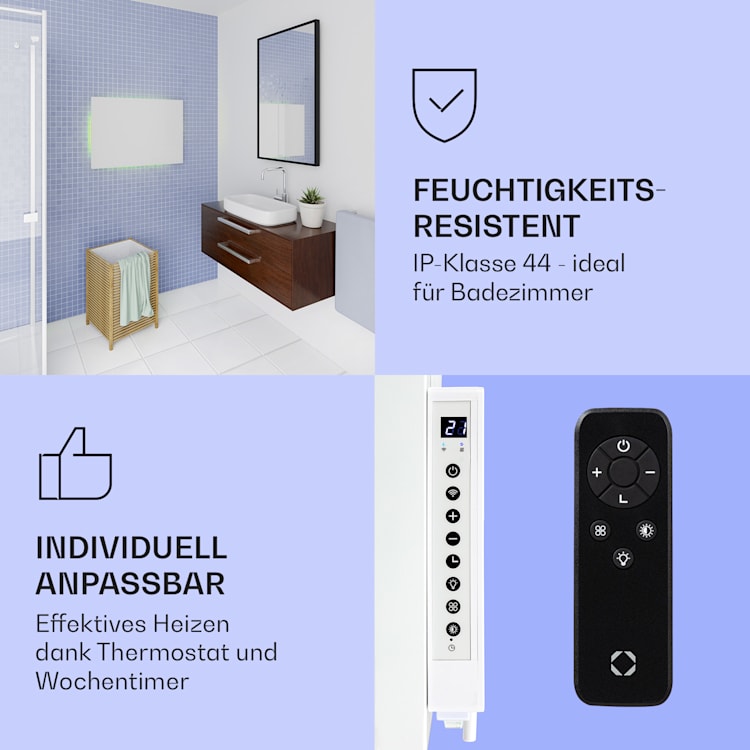 Mojave 750 smart 2-in-1 Heizgerät Infrarot Konvektor 85x60cm 750W RGB-Licht 750 W (60 x 85 cm) | Weiß