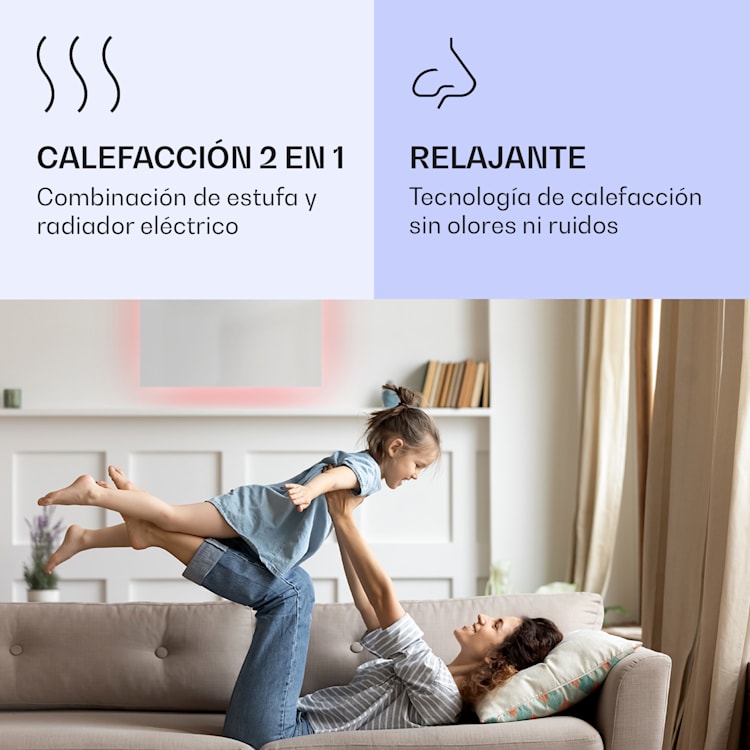Mojave 750 calentador inteligente 2 en 1 Convector de infrarrojos 85x60 cm 750 W con luz RGB 750 W (60 x 85 cm) | Blanco