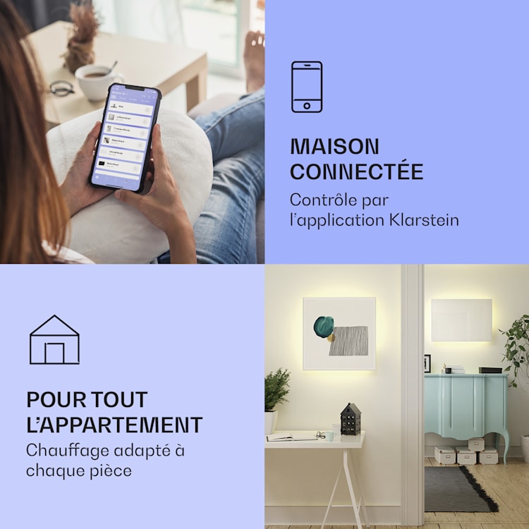 Mojave 750 smart Radiateur 2 en 1 convecteur infrarouge 85x60cm 750W lumière RVB 750 W (60 x 85 cm) | Blanc
