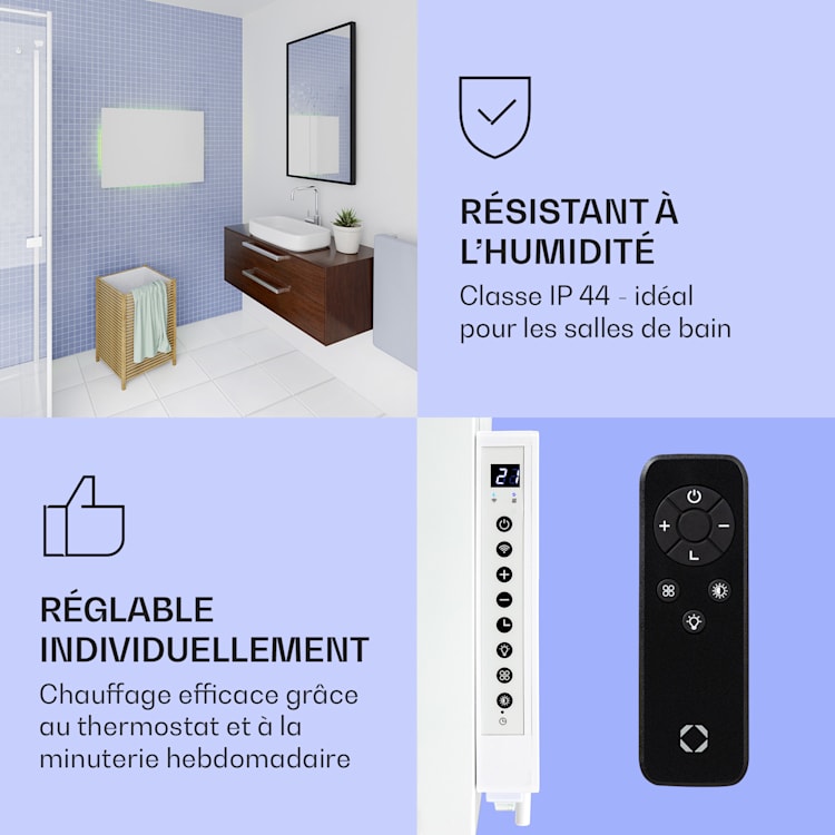 Mojave 750 smart Radiateur 2 en 1 convecteur infrarouge 85x60cm 750W lumière RVB 750 W (60 x 85 cm) | Blanc