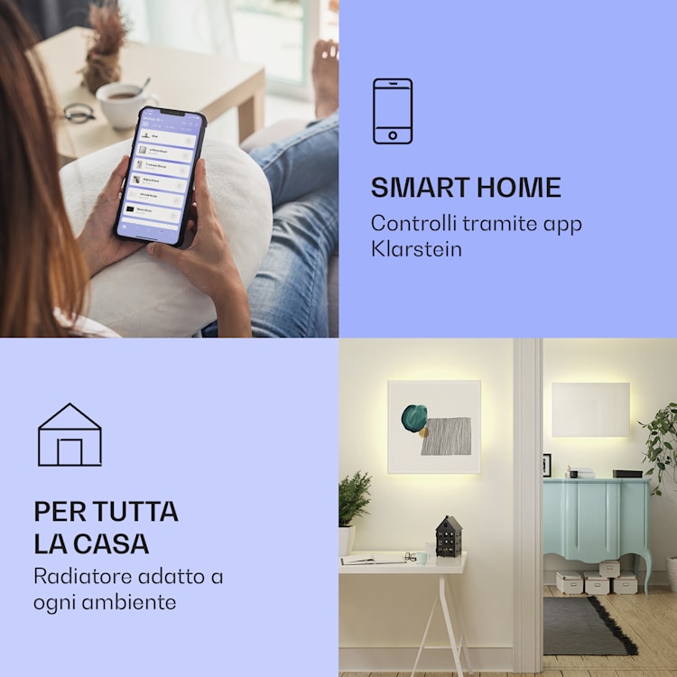 Mojave Smart 750 - Stufa 2 in 1 a infrarossi e a convezione, 85 x 60 cm, 750 W, luce RGB 750 W (60 x 85 cm) | Bianco