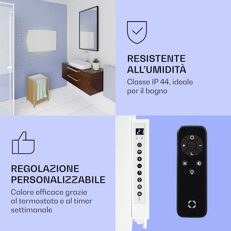 Mojave Smart 750 - Stufa 2 in 1 a infrarossi e a convezione, 85 x 60 cm, 750 W, luce RGB 750 W (60 x 85 cm) | Bianco