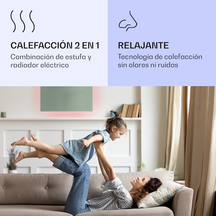 Mojave 750 calentador inteligente 2 en 1 Convector de infrarrojos 85x60 cm 750 W con luz RGB 750 W (60 x 85 cm) | Verde Hoja