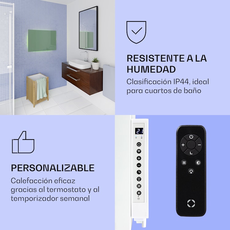 Mojave 750 calentador inteligente 2 en 1 Convector de infrarrojos 85x60 cm 750 W con luz RGB 750 W (60 x 85 cm) | Verde Hoja
