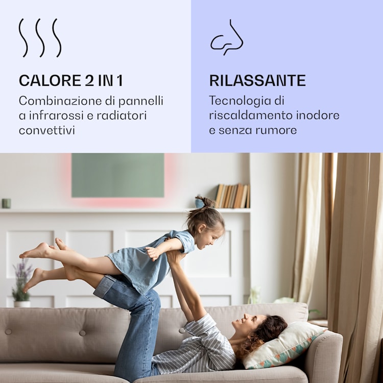 Mojave Smart 750 - Stufa 2 in 1 a infrarossi e a convezione, 85 x 60 cm, 750 W, luce RGB 750 W (60 x 85 cm) | Verde foglia