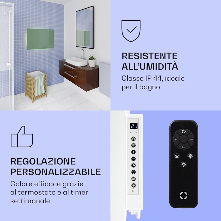 Mojave Smart 750 - Stufa 2 in 1 a infrarossi e a convezione, 85 x 60 cm, 750 W, luce RGB 750 W (60 x 85 cm) | Verde foglia