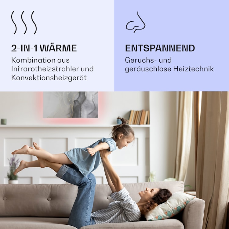Mojave 750 smart 2-in-1 Heizgerät Infrarot Konvektor 85x60cm 750W RGB-Licht 750 W (60 x 85 cm) | Marmor