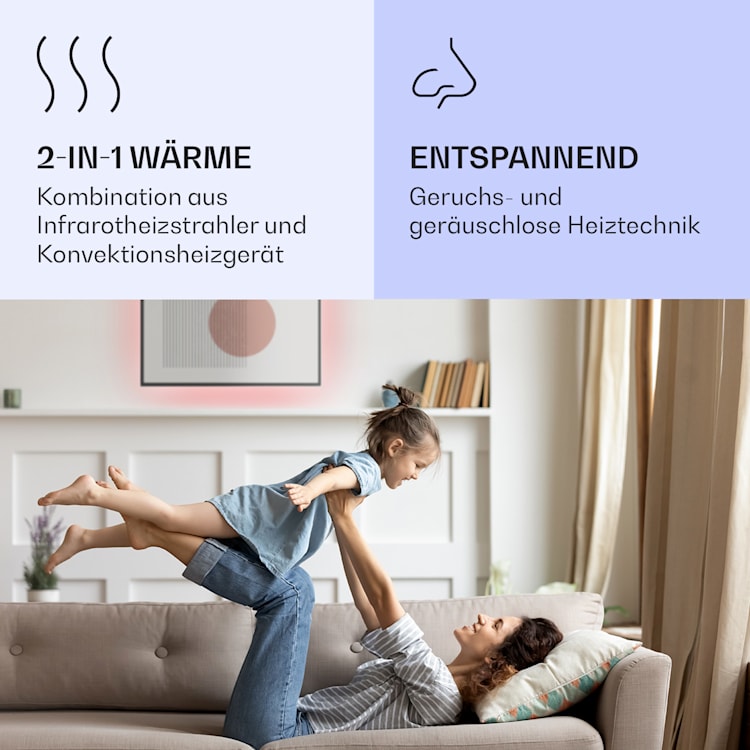 Mojave 750 smart 2-in-1 Heizgerät Infrarot Konvektor 85x60cm 750W RGB-Licht 750 W (60 x 85 cm) | Geometric