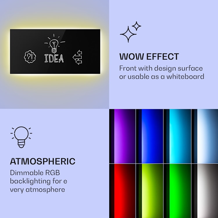 Mojave 1000 pametni grijač 2 u 1 infracrveni konvektor 120x60cm 1000W RGB rasvjeta 1000 W (60 x 120 cm) | Crna