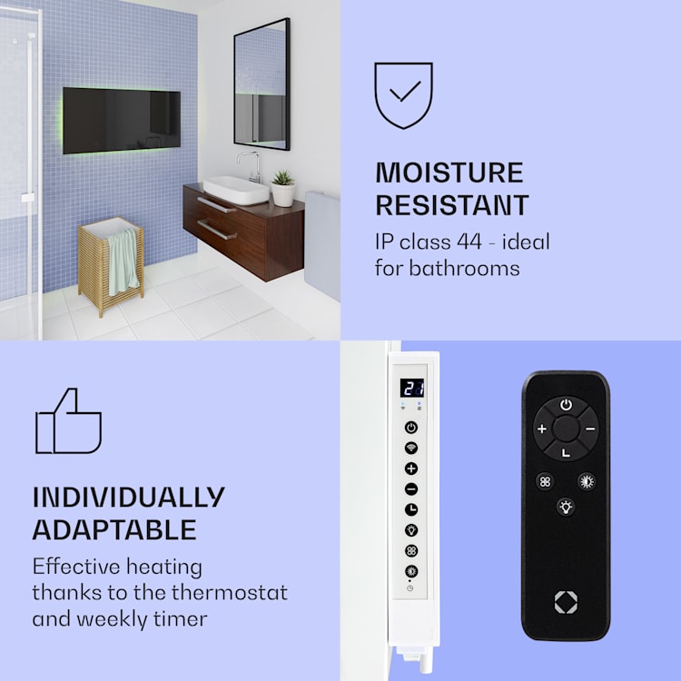 Mojave 1000 pametni grijač 2 u 1 infracrveni konvektor 120x60cm 1000W RGB rasvjeta 1000 W (60 x 120 cm) | Crna