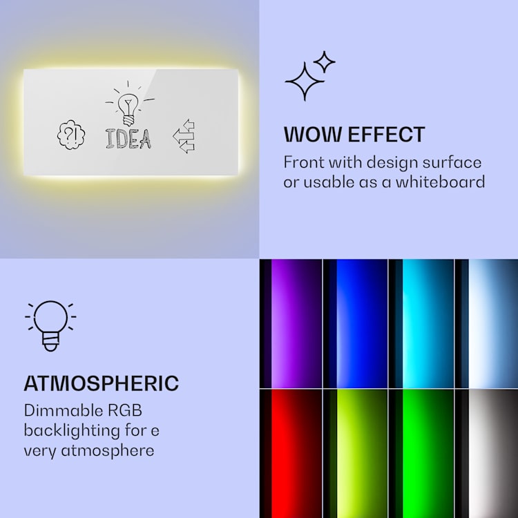 Mojave 1000 pametni grijač 2 u 1 infracrveni konvektor 120x60cm 1000W RGB rasvjeta 1000 W (60 x 120 cm) | BIjela