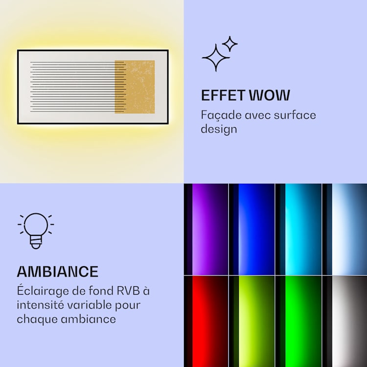 Mojave 1000 smart Radiateur 2 en 1 convecteur infrarouge 120x60 cm 1000W lumière RVB 1000 W (60 x 120 cm) | Geometric