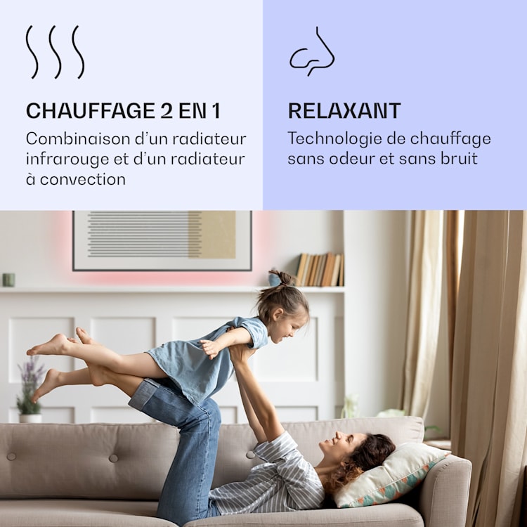 Mojave 1000 smart Radiateur 2 en 1 convecteur infrarouge 120x60 cm 1000W lumière RVB 1000 W (60 x 120 cm) | Geometric