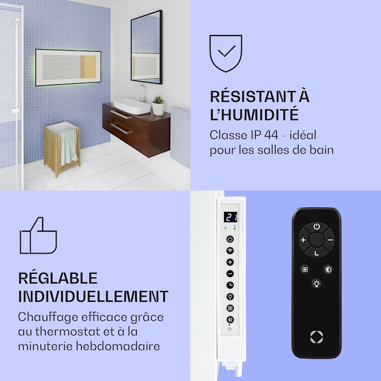 Mojave 1000 smart Radiateur 2 en 1 convecteur infrarouge 120x60 cm 1000W lumière RVB 1000 W (60 x 120 cm) | Geometric