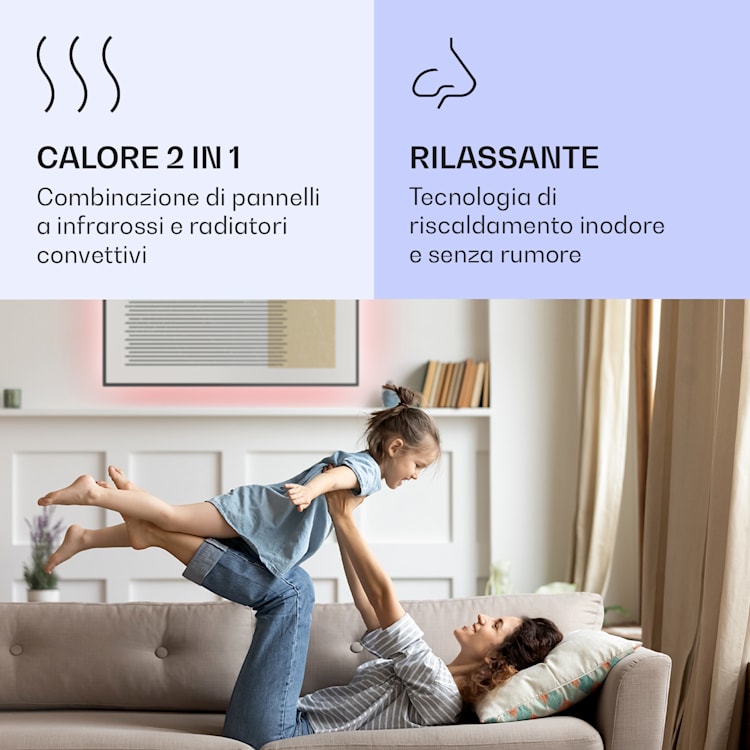 Mojave Smart 1000 - Stufa 2 in 1 a infrarossi e a convezione, 120 x 60 cm, 1000 W, luce RGB 1000 W (60 x 120 cm) | Geometric