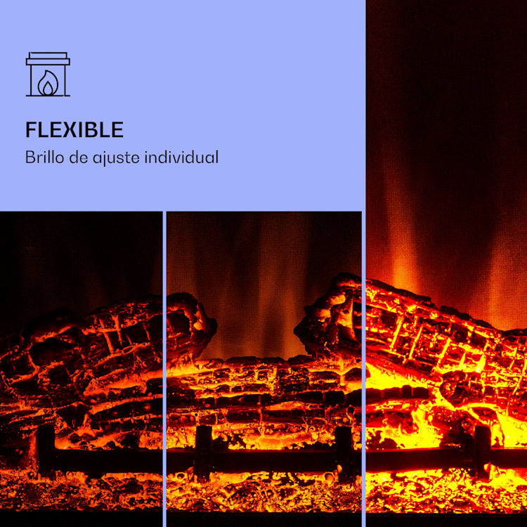 Dukono Chimenea eléctrica 1800 W Llamas led Calefactor ventilador Temporizador Compartimento de madera Blanco