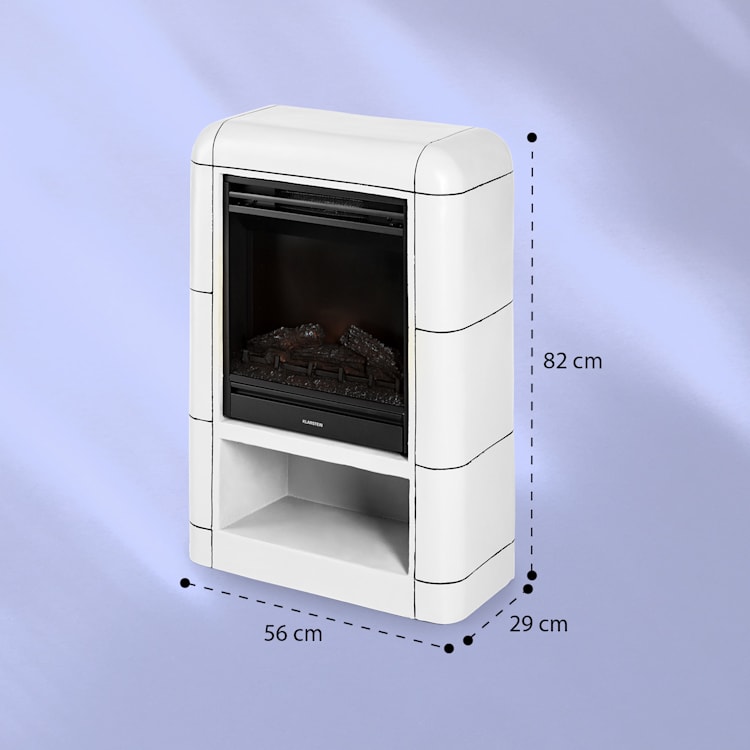 Dukono Elektrokamin 1800 W LED-Flammen Heizlüfter Timer Holzfach Weiß