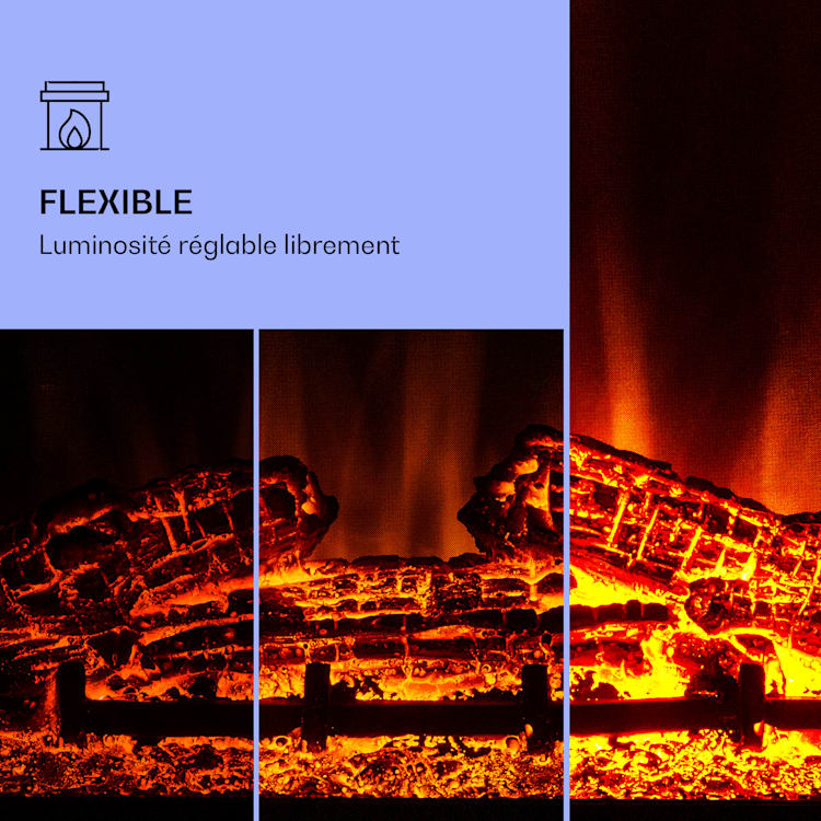 Dukono Cheminée électrique 1800 W Flammes LED radiateur soufflant minuterie compartiment à bois Jaune