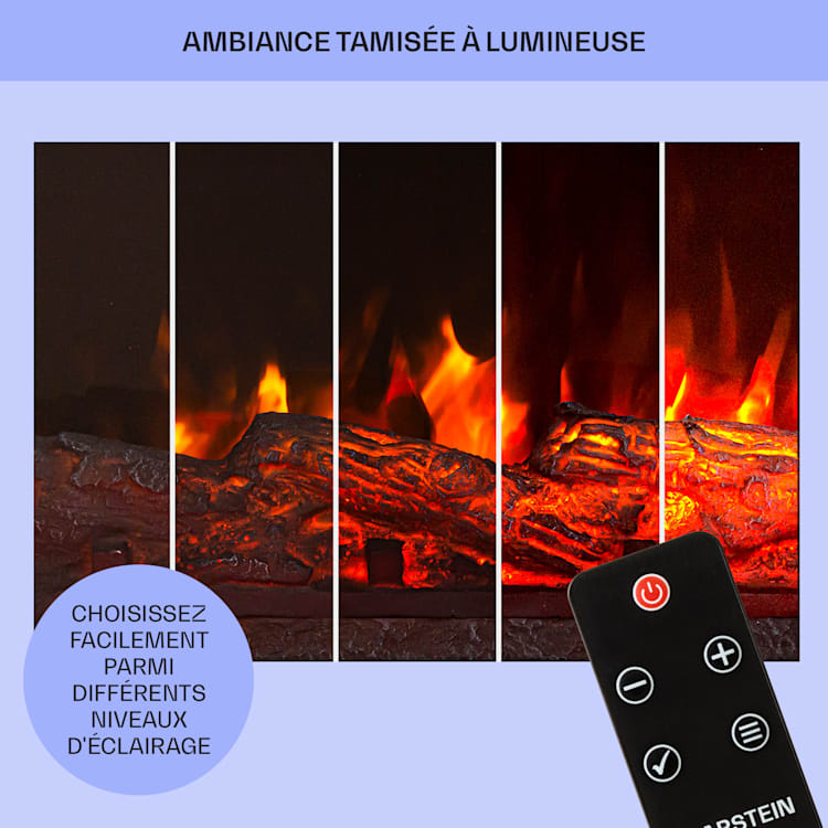 Dukono Cheminée électrique 1800 W Flammes LED radiateur soufflant minuterie compartiment à bois Jaune