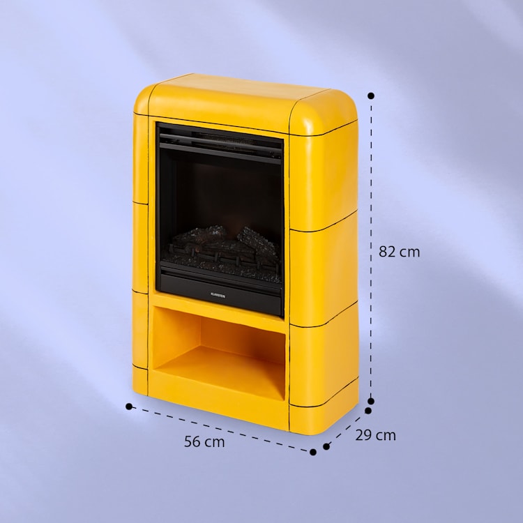 Dukono Elektrokamin 1800 W LED-Flammen Heizlüfter Timer Holzfach Gelb