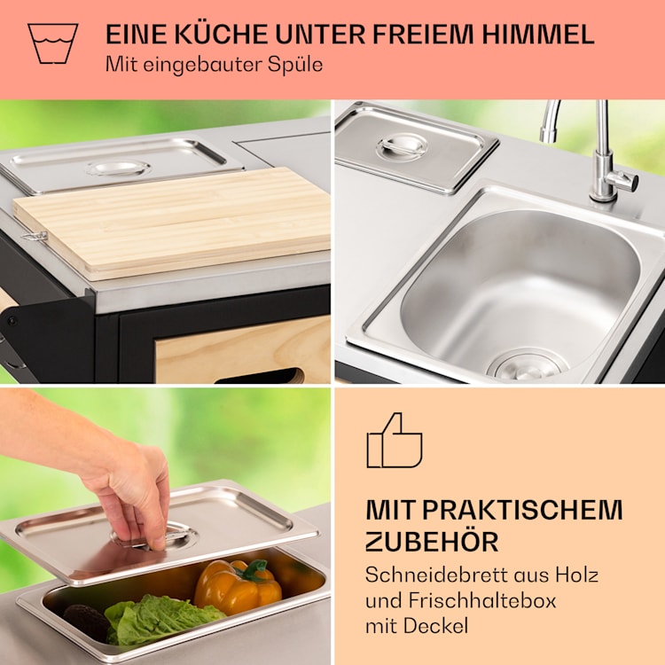 Jersey Outdoor Kitchen Gasgrill Spüle 20,7 kW 5+1 Brenner mobil