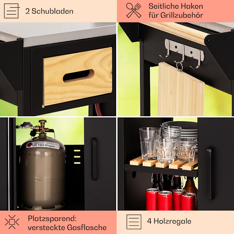 Jersey Outdoor Kitchen Gasgrill Spüle 20,7 kW 5+1 Brenner mobil