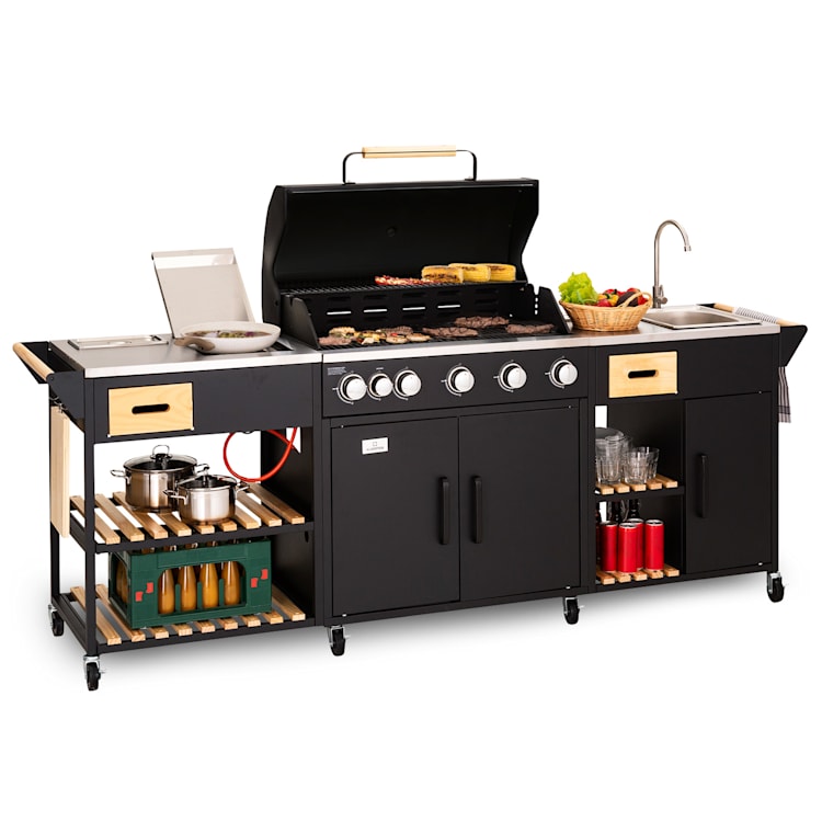 Jersey Outdoor Kitchen Gasgrill Spüle 20,7 kW 5+1 Brenner mobil