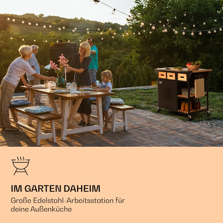 Jersey Outdoor Kitchen Arbeitsstation Edelstahl mobil Regenschutzhülle