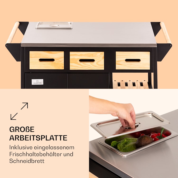 Jersey Outdoor Kitchen Arbeitsstation Edelstahl mobil Regenschutzhülle