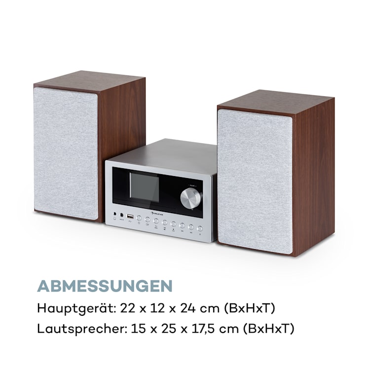 Connect System Stereoanlage 40 Watt max. Internet/DAB+/ FM Radio CD-Player Silber