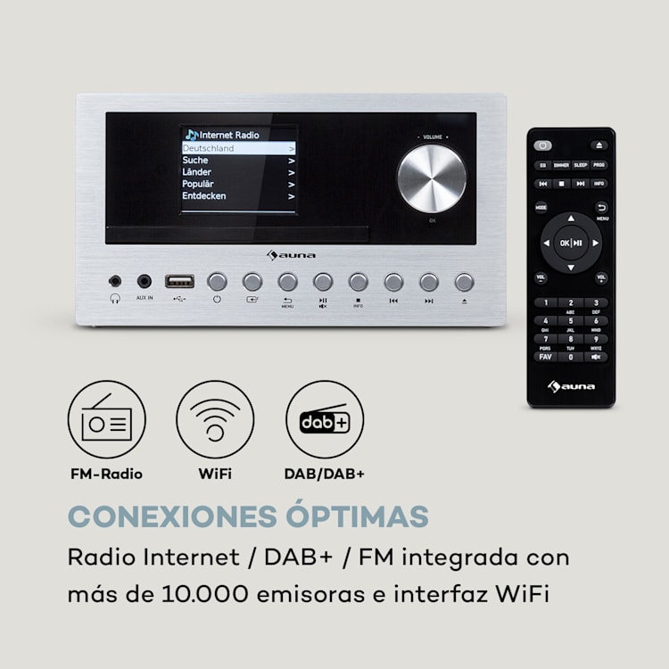 Connect System equipo estéreo 40 vatios máx. Internet/DAB+/ Radio FM Reproductor de CD Plata