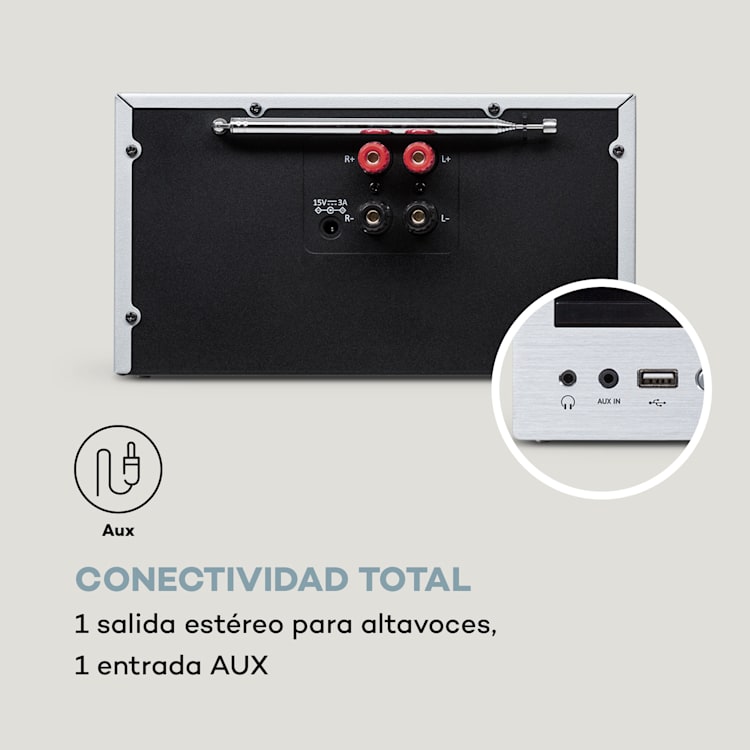 Connect System equipo estéreo 40 vatios máx. Internet/DAB+/ Radio FM Reproductor de CD Plata