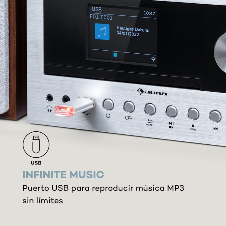 Connect System equipo estéreo 40 vatios máx. Internet/DAB+/ Radio FM Reproductor de CD Plata