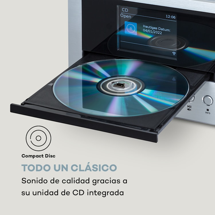 Connect System equipo estéreo 40 vatios máx. Internet/DAB+/ Radio FM Reproductor de CD Plata