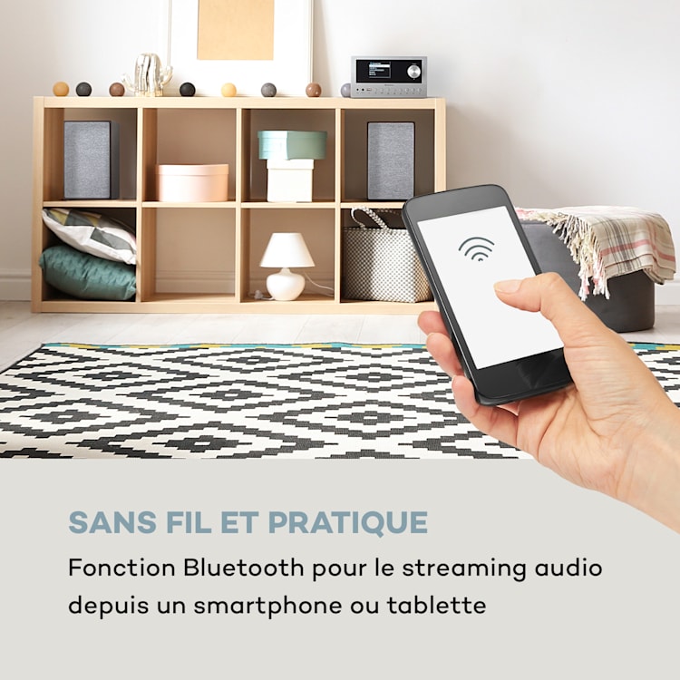Chaîne stéréo Système Connect 40 watts max. Radio Internet/DAB+/ FM Lecteur CD Argent