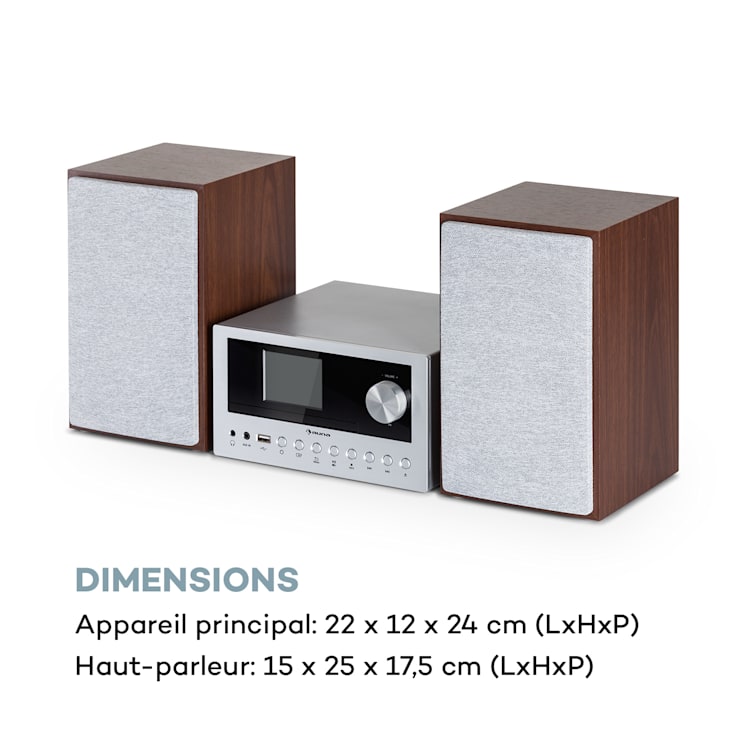 Chaîne stéréo Système Connect 40 watts max. Radio Internet/DAB+/ FM Lecteur CD Argent