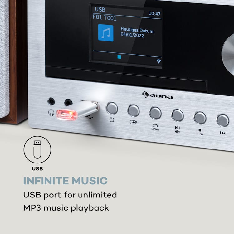 Connect System Sztereó, max. 40 W, Internet/DAB+/FM rádió, CD lejátszó Ezüst
