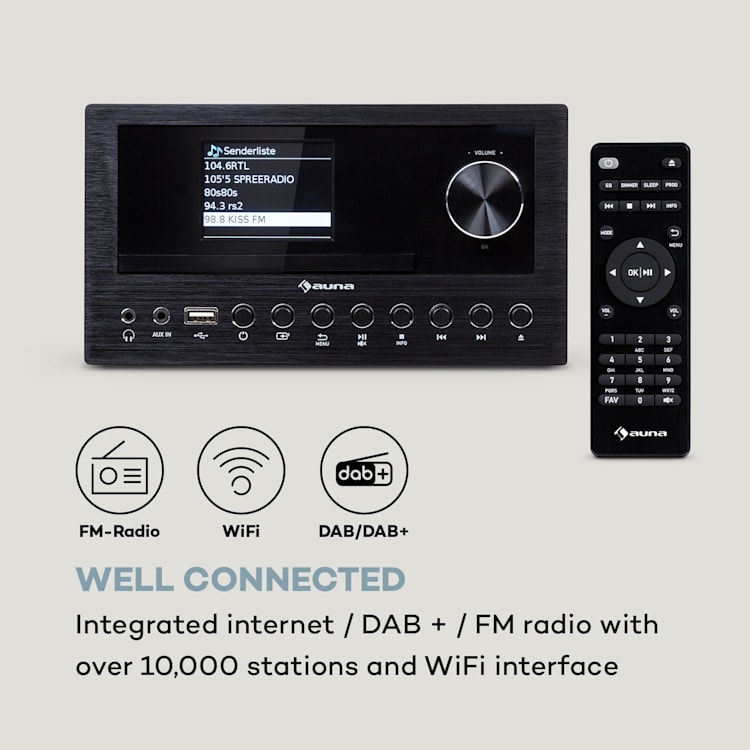Connect System Stereo, 40 W max. Internet / DAB + / FM radio, CD player Crna