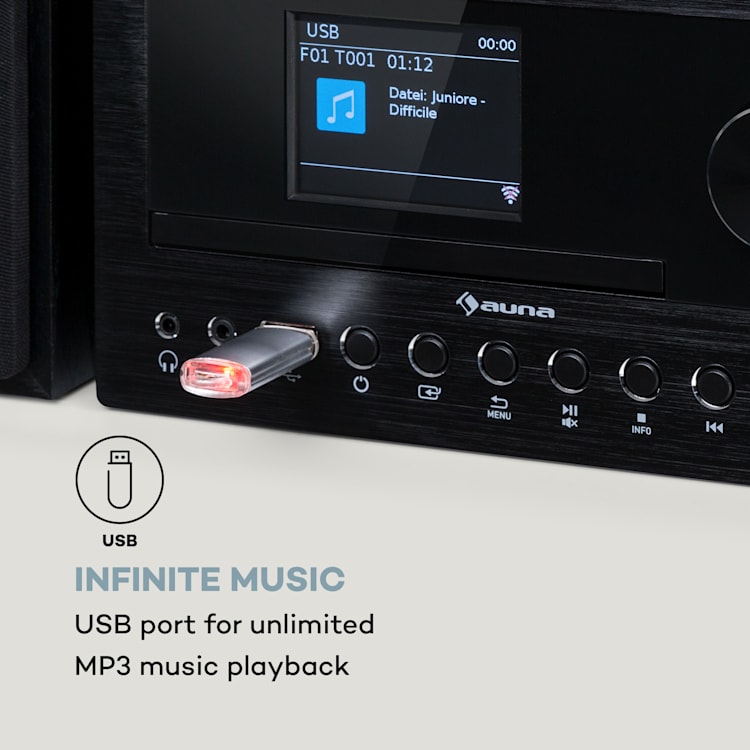 Connect System Stereo, 40 W max. Internet / DAB + / FM radio, CD player Crna