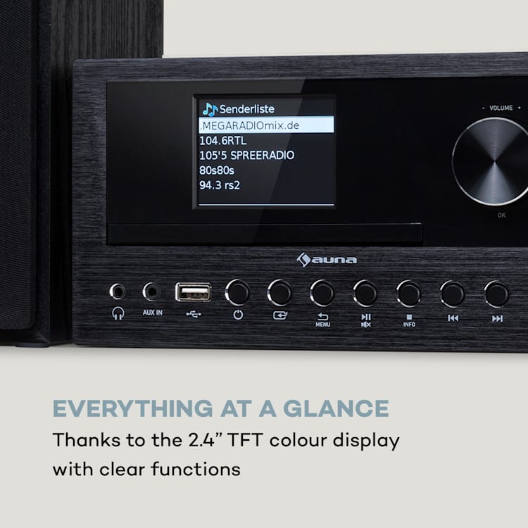 Connect System Stereo, 40 W max. Internet / DAB + / FM radio, CD player Crna