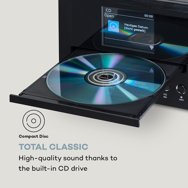 Connect System Stereo, 40 W max. Internet / DAB + / FM radio, CD player Crna