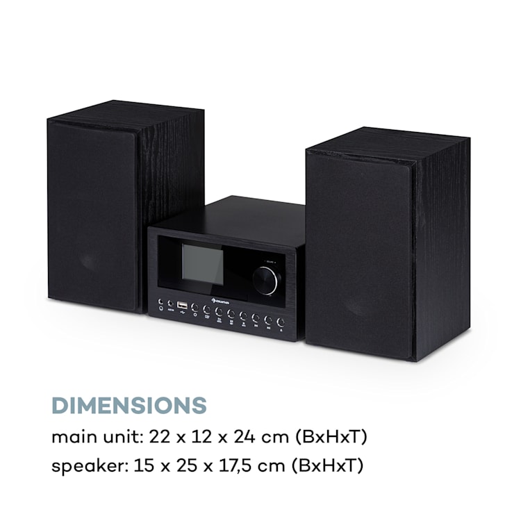 Connect System Stereo, 40 W max. Internet / DAB + / FM radio, CD player Crna