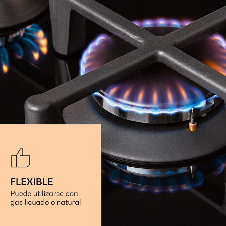 Illuminosa Domino Placa de gas 2 quemadores Sabaf vitrocerámica 2 | Negro