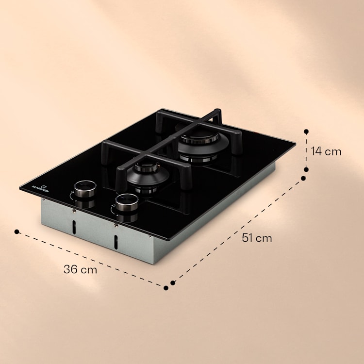 Illuminosa Domino Placa de gas 2 quemadores Sabaf vitrocerámica 2 | Negro