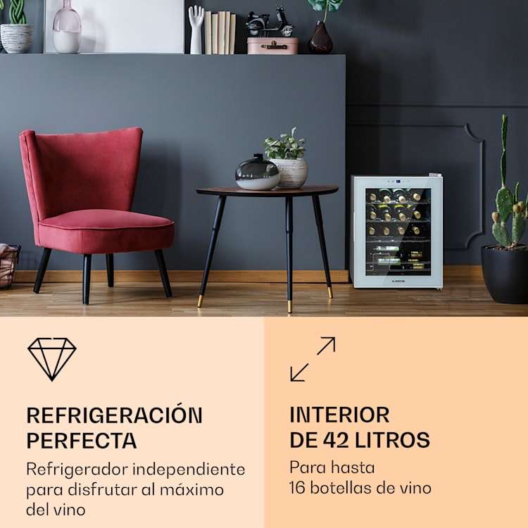 Shiraz 16 Quartz Vinoteca 42l Panel de control táctil 160 W 5-18 °C 42 litros / 16 botellas | Quartz