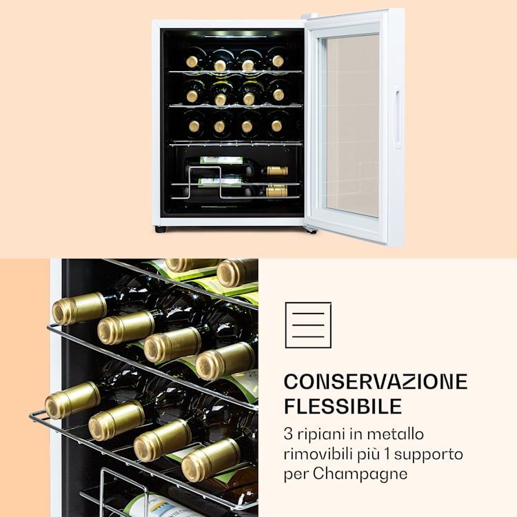 Shiraz 16 Quartz - Frigorifero per vini, 42 l, pannello di controllo touch, 160 W, 5-18 °C 42 litri / 16 bottiglie | Quartz