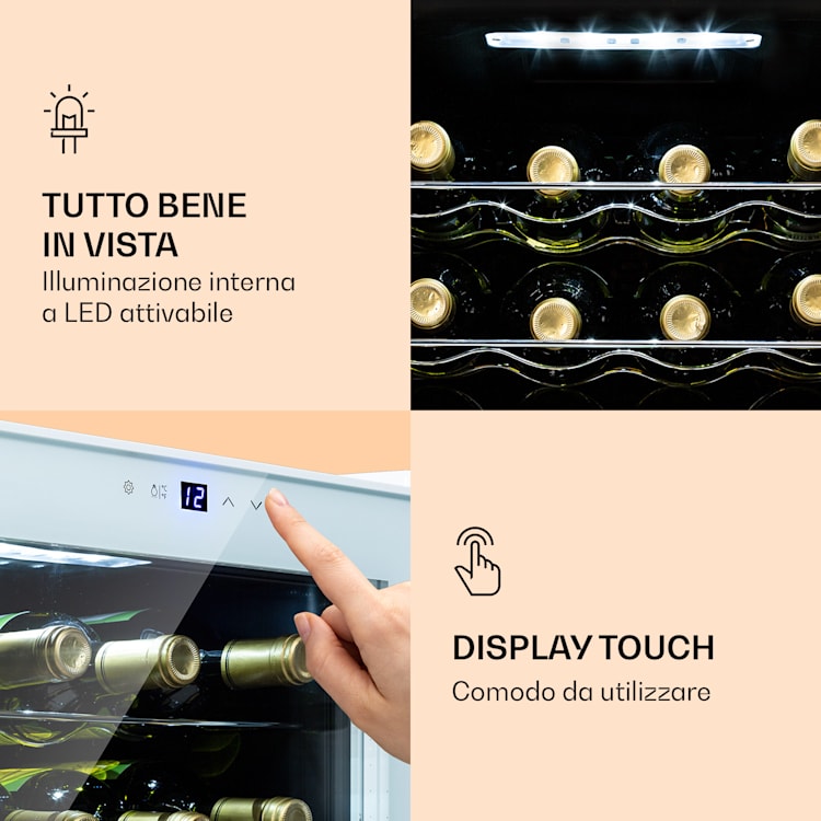 Shiraz 16 Quartz - Frigorifero per vini, 42 l, pannello di controllo touch, 160 W, 5-18 °C 42 litri / 16 bottiglie | Quartz